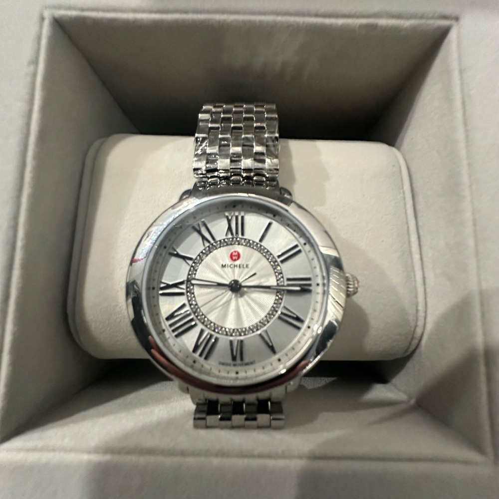Brand New Michele Serein‎ Mid Stainless Steel Diamond Dial Watch (MWW21B000147)